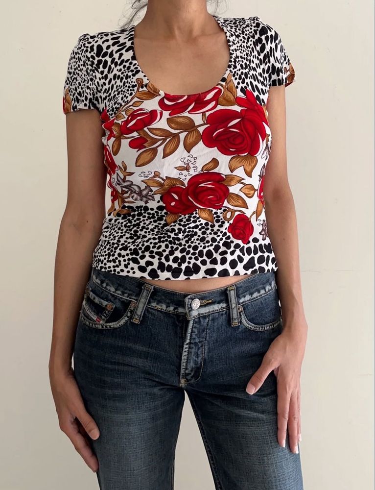 Floral &amp; Leopard Print Top