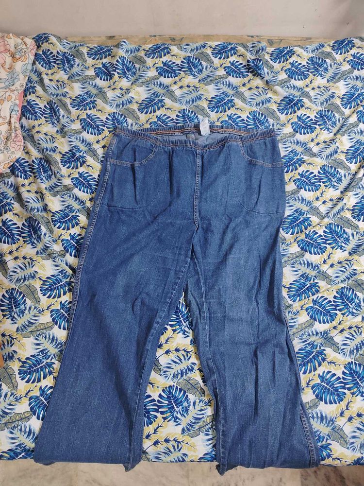 Women's Blue Flared Jeans easily can fit Xxxl, Xxl