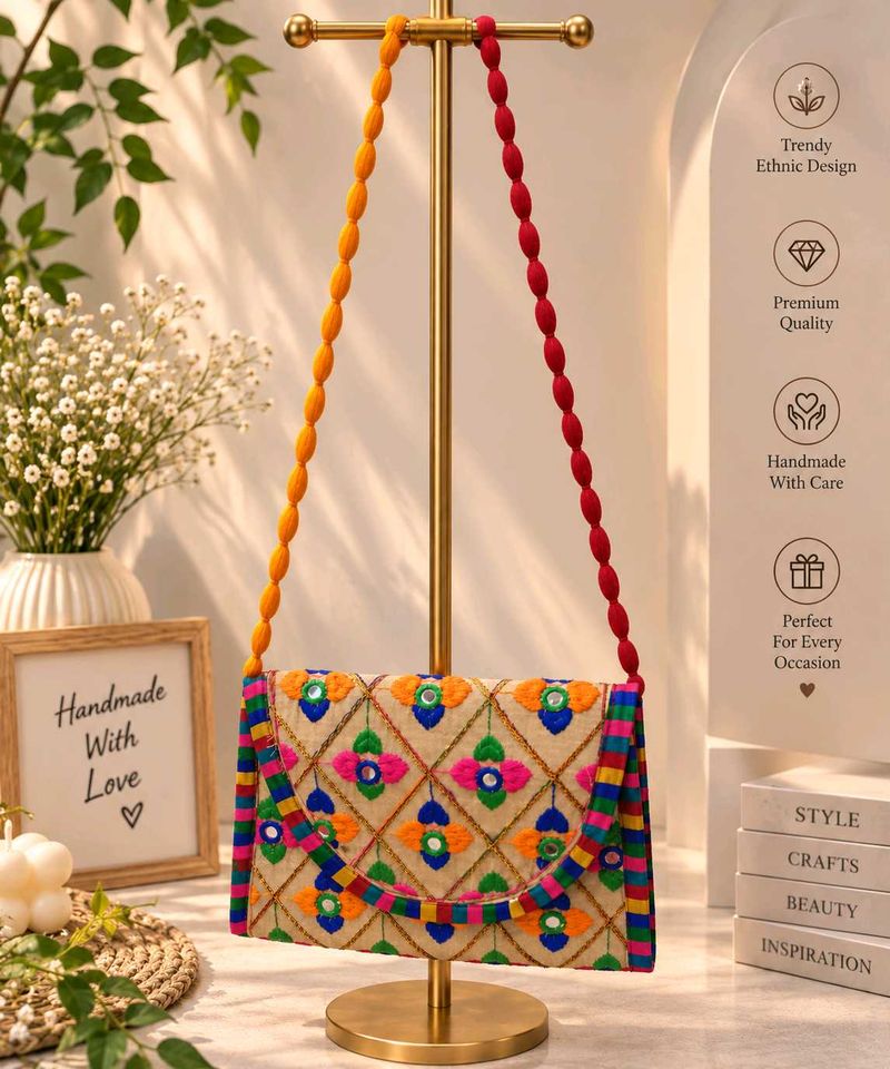 Boho Embroidered Clutch Bag