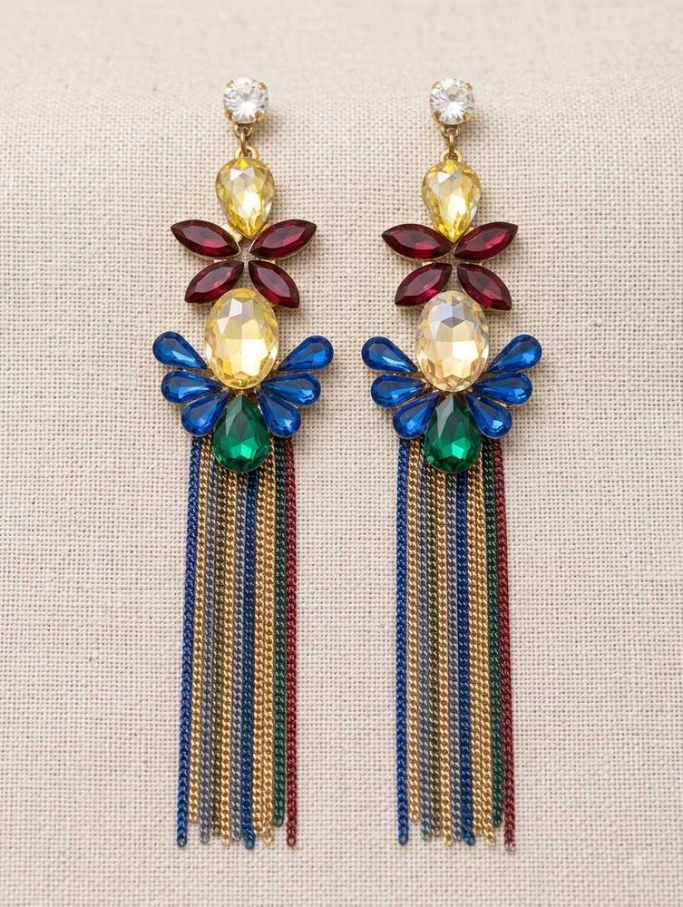 Vibrant Gemstone Tassel Earrings