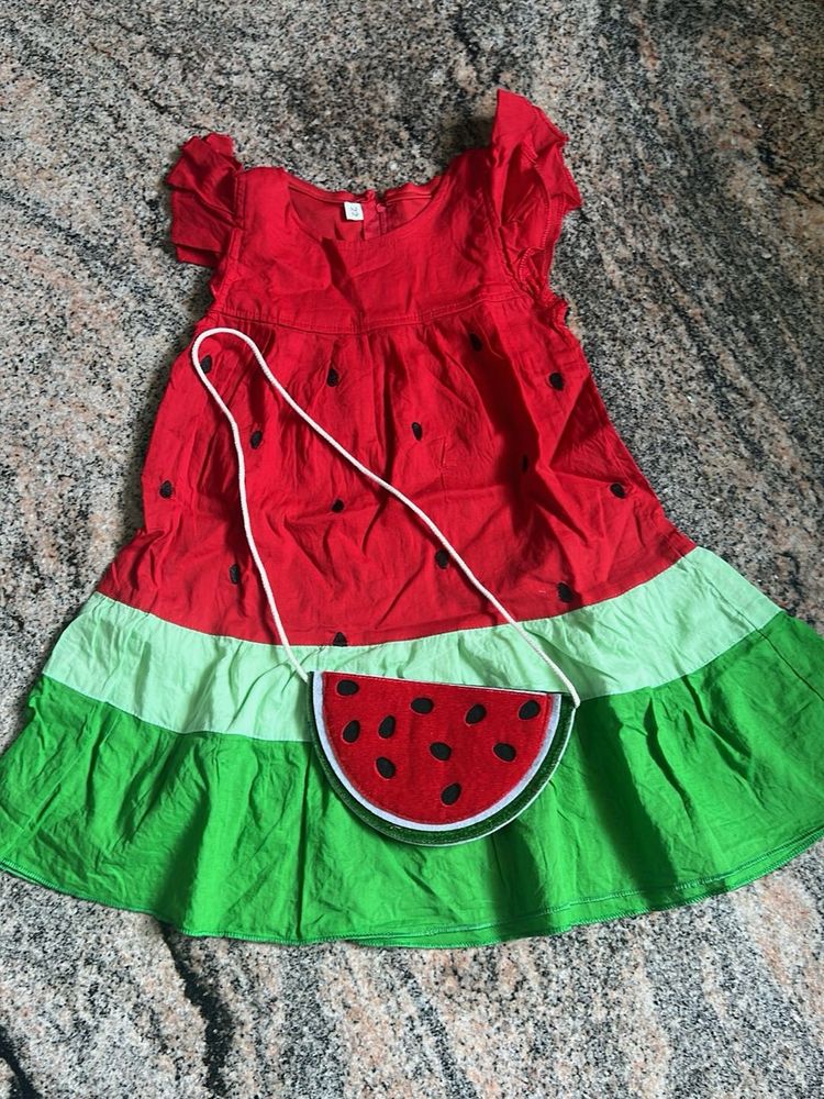 Watermelon Dress with Matching Purse