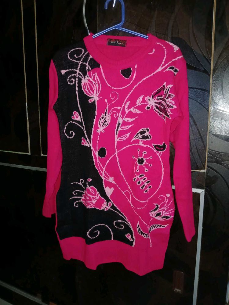 Vibrant longline knit Floral Print Sweater
