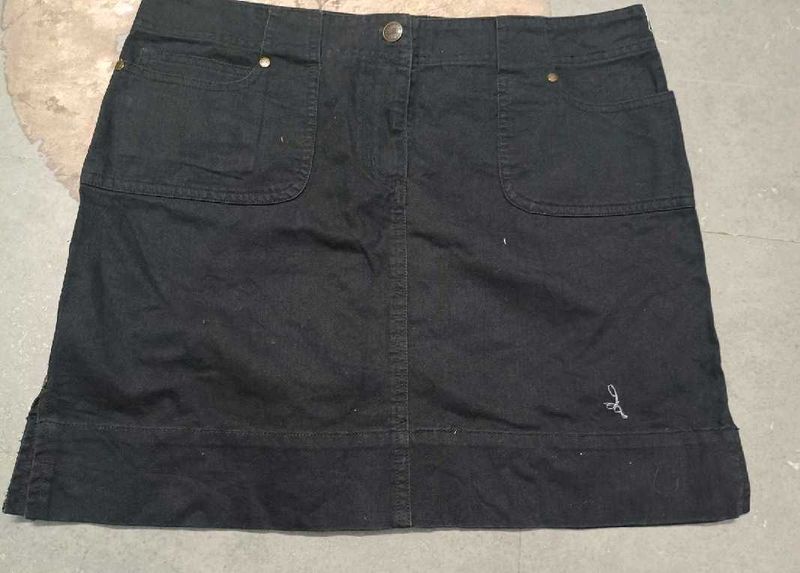 Black Denim Mini Skirt