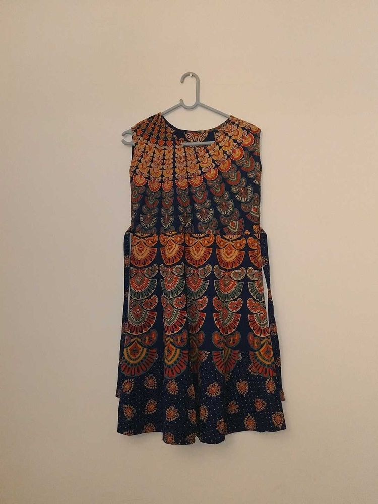 Mandala Peacock Print Dress