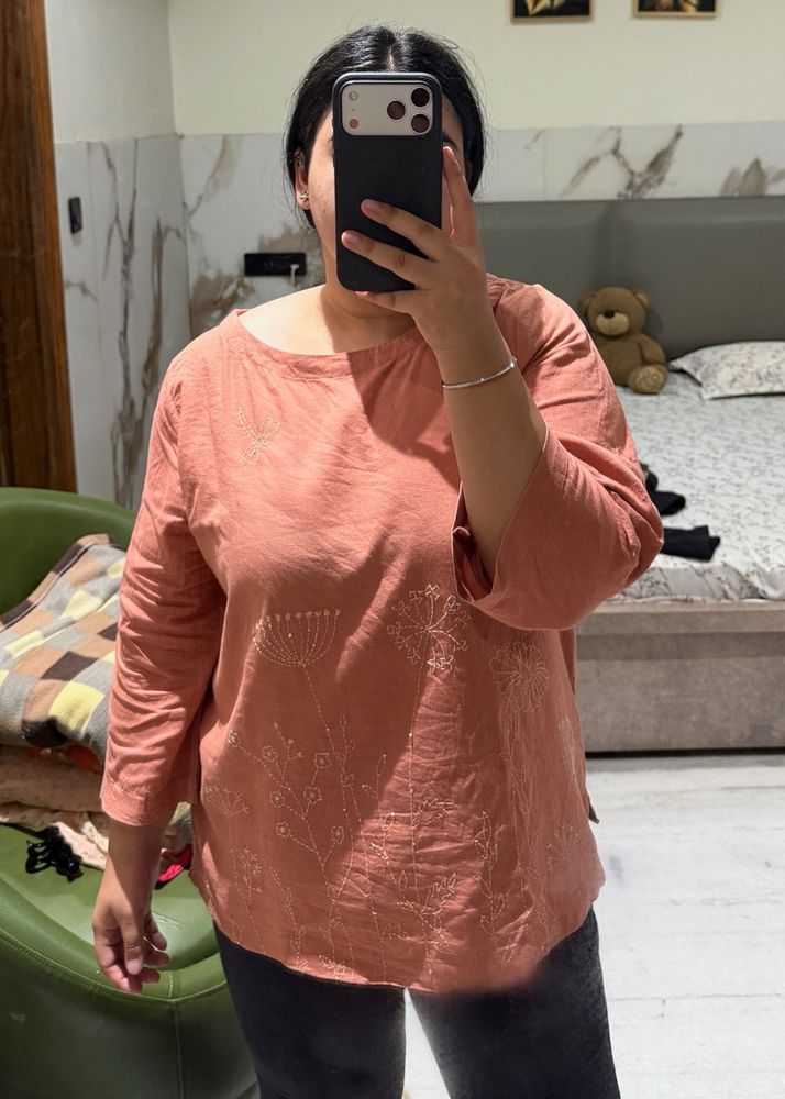 Embroidered Peach tunic
