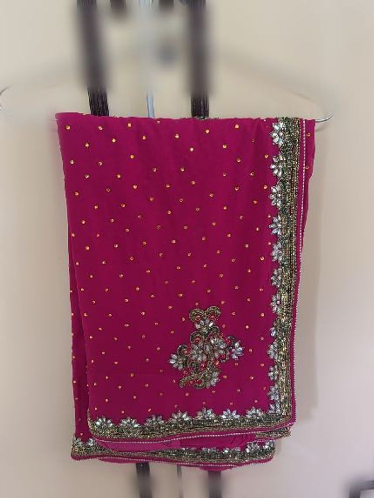Stunning Pink Embellished Saree