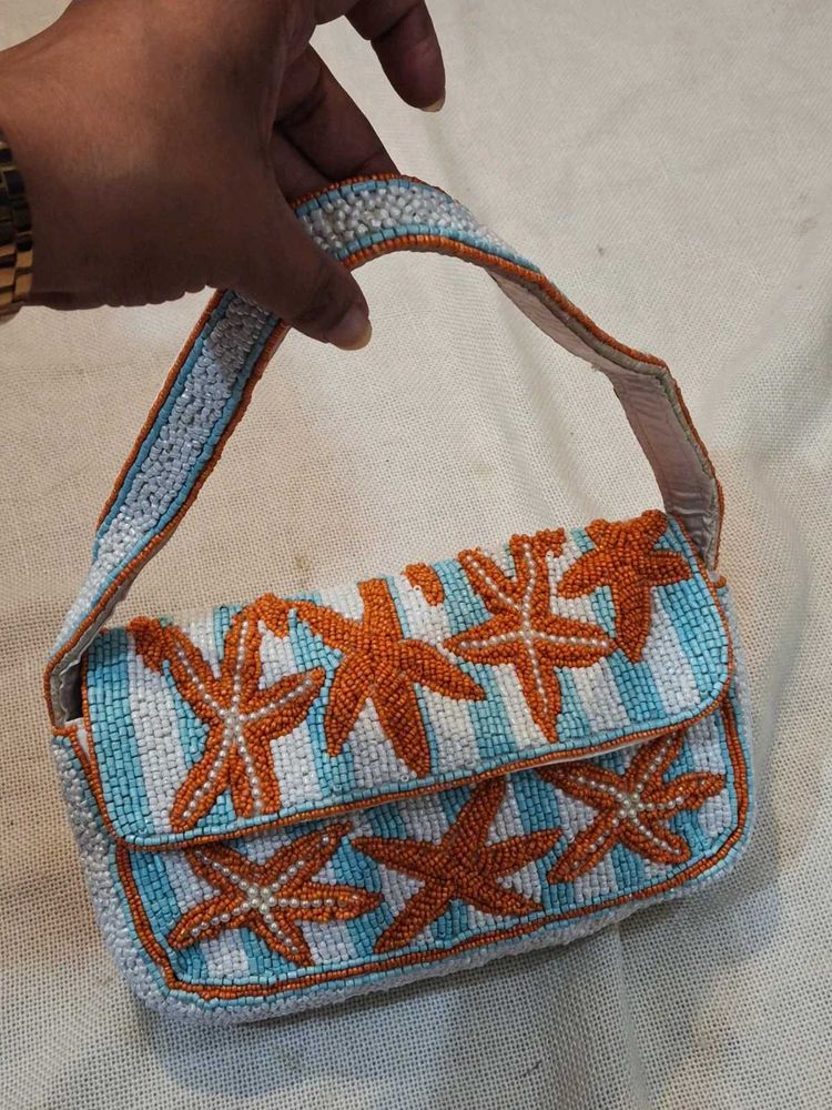 Beaded Starfish Clutch Bag