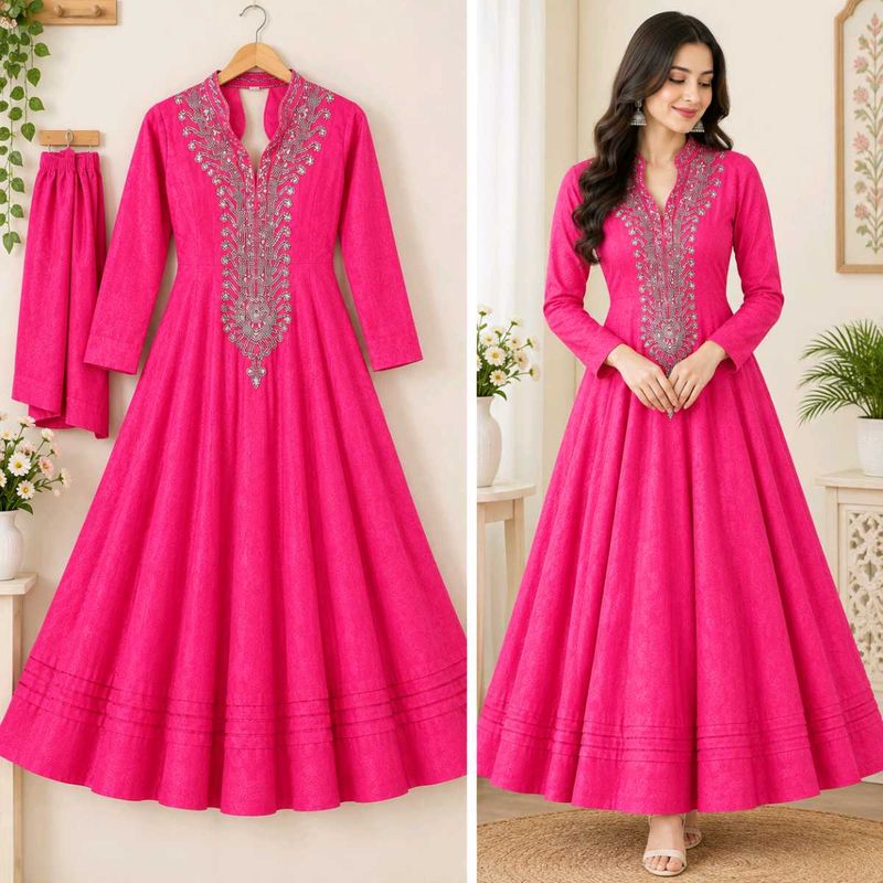 Elegant Pink Anarkali Kurta Set new offers price