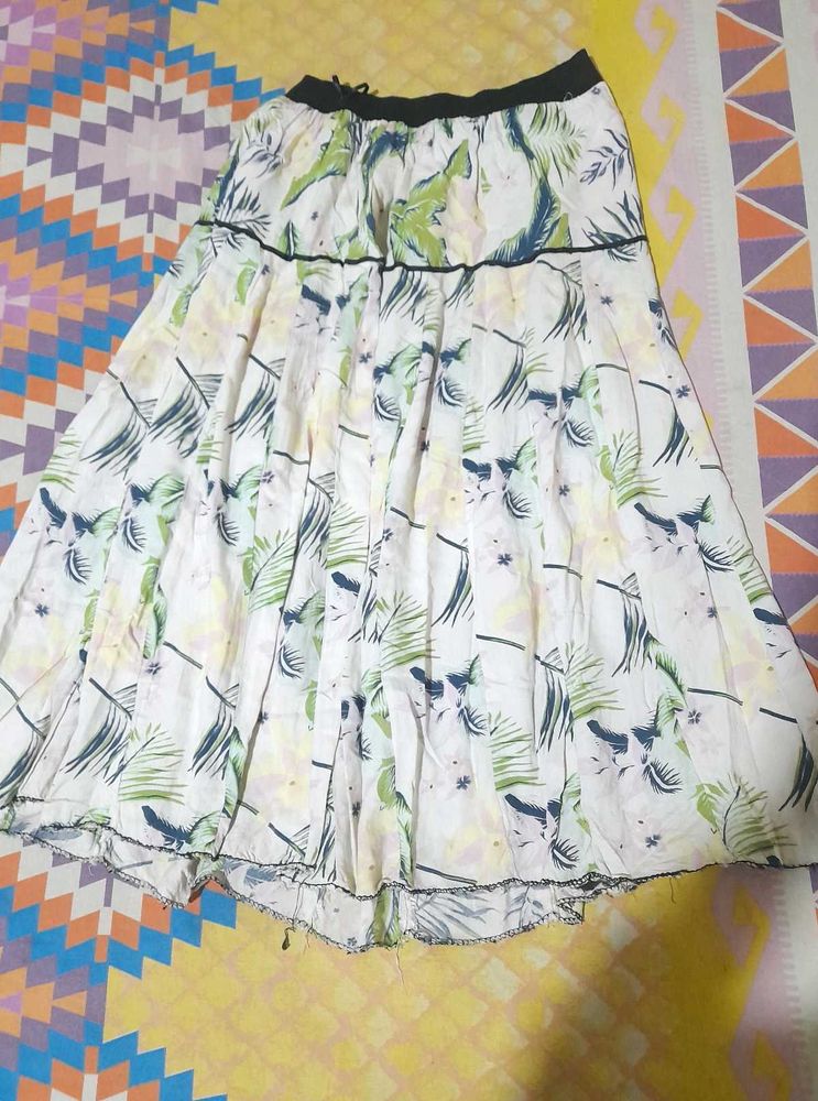Boho Style Tropical Print Skirt