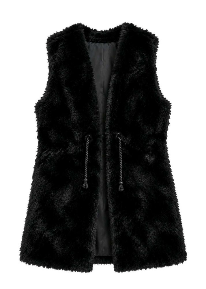 Black Faux Fur Vest