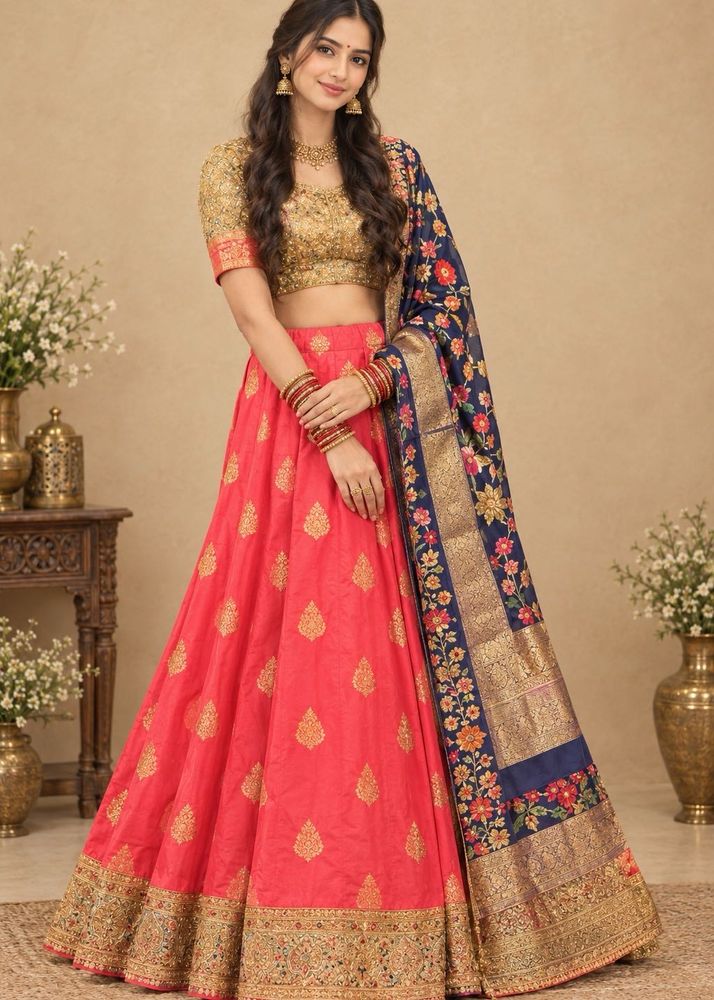 Banarsi Silk Lengha With Beautiful Dupatta