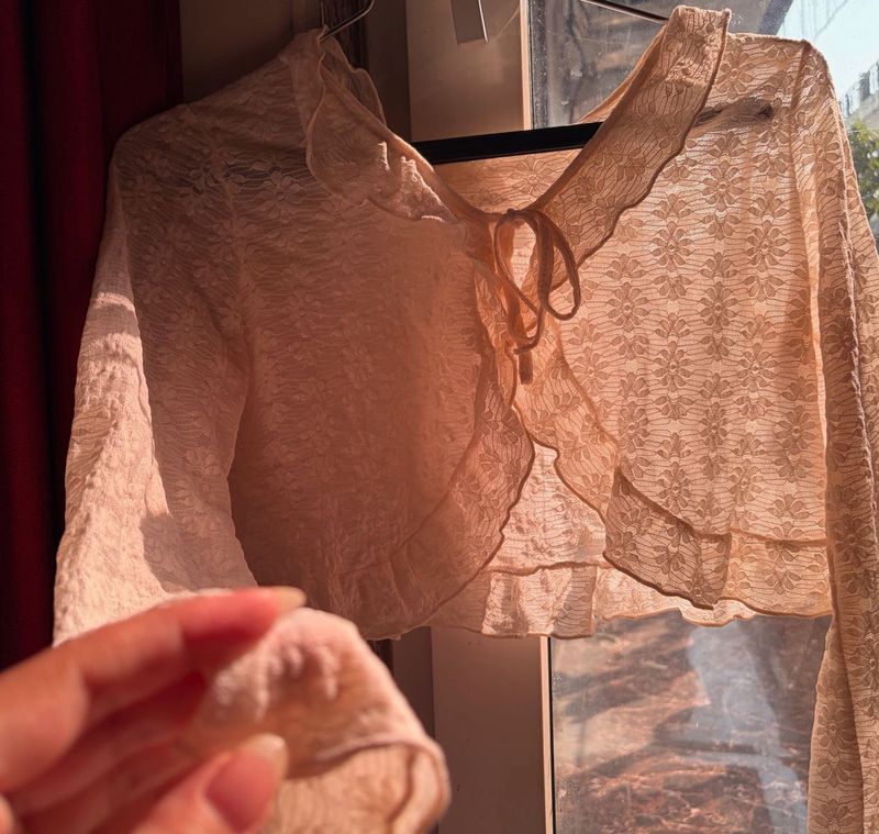 Sheer Lace Cropped Shrug