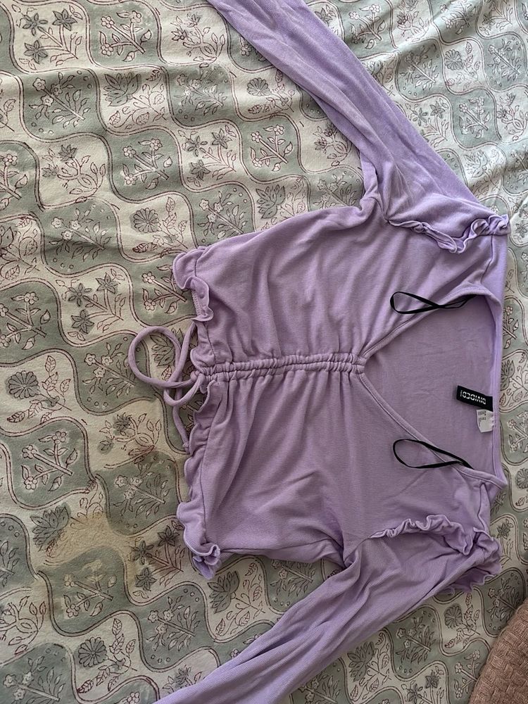 Lavender Ruched Long Sleeve Top