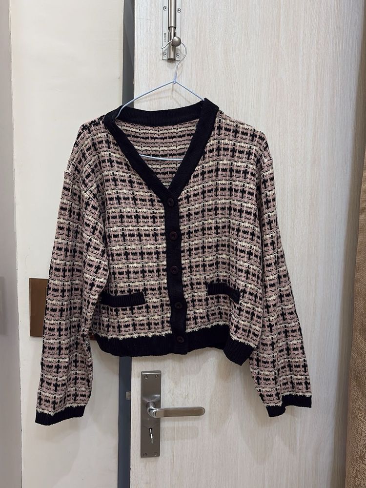 Chic Tweed Knit Cardigan (oversize)