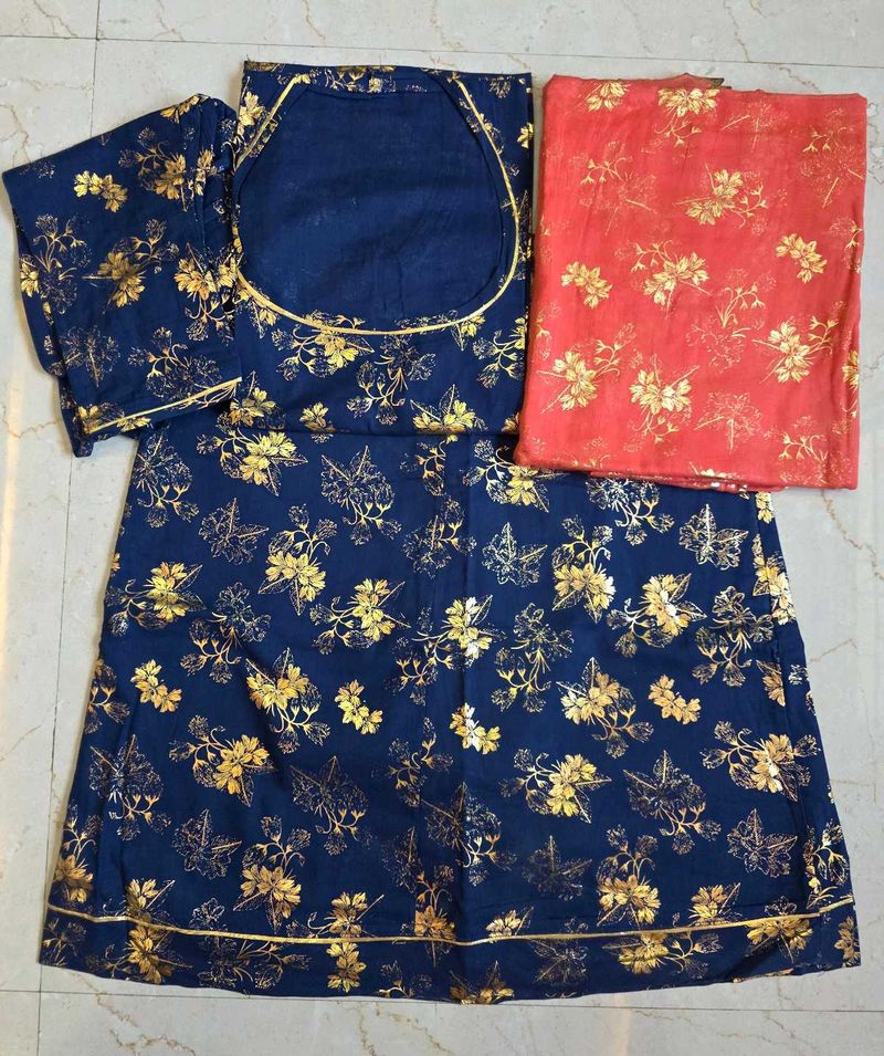 Navy Blue rajputi cotton silk suit
