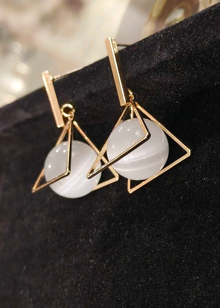 Triangle Drop Gold Toned Earrings