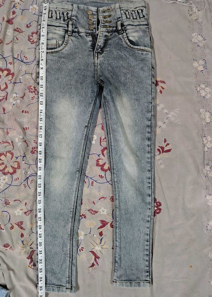 High-Waisted Acid Wash Jeans