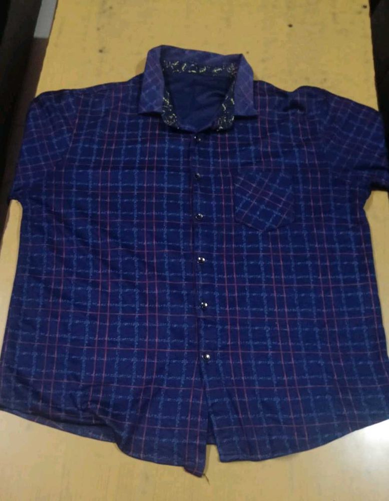 Men's Blue Checked Casual Shirt