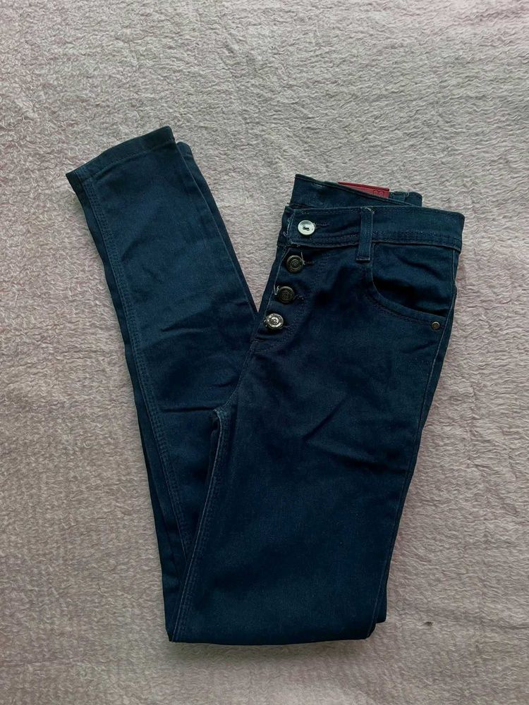 Dark Wash Button-Fly Jeans