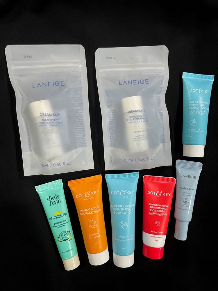 Laneige toners + sunscreen + dot &amp; key