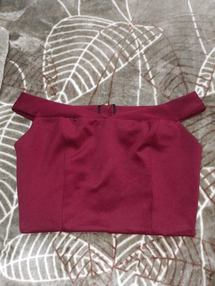 Burgundy Off-Shoulder Top