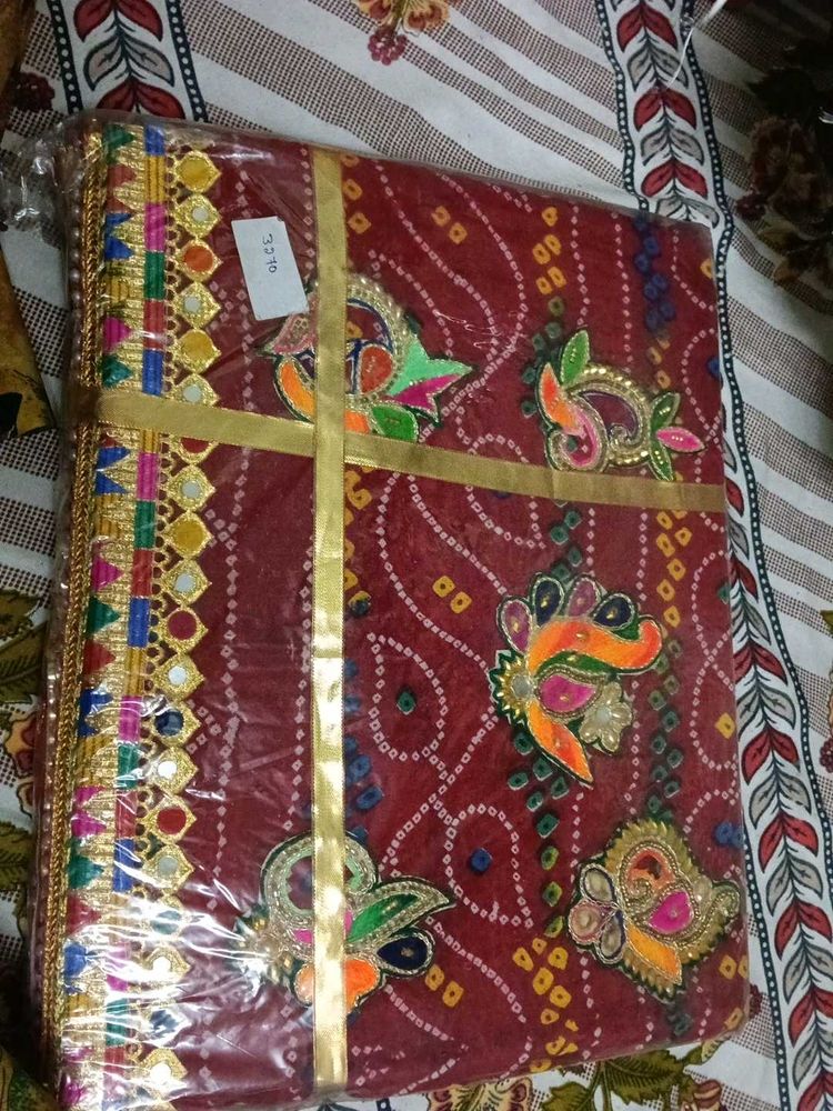 Embroidered Maroon Bandhani dupatta