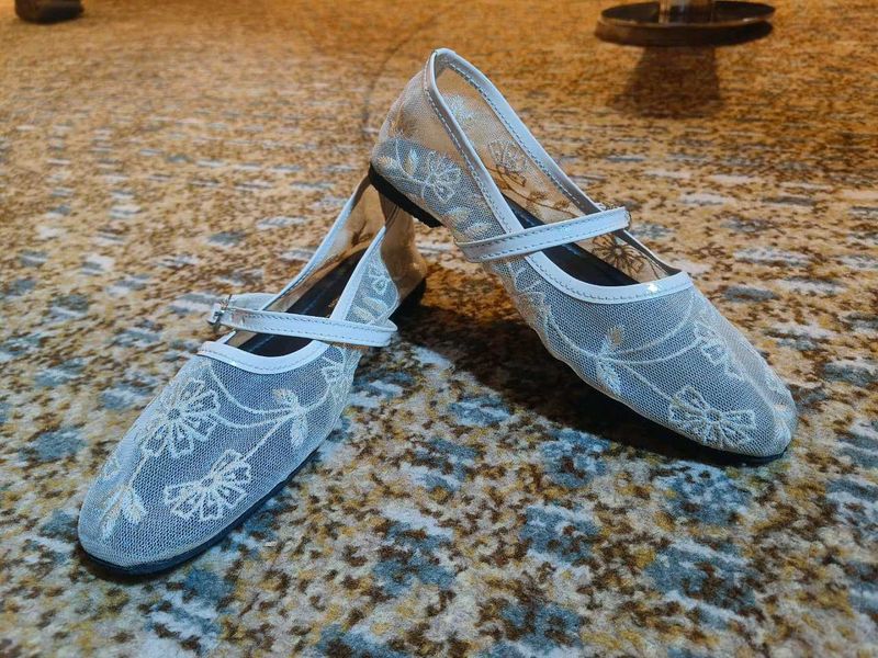 Elegant Embroidered Mesh Ballet Flats