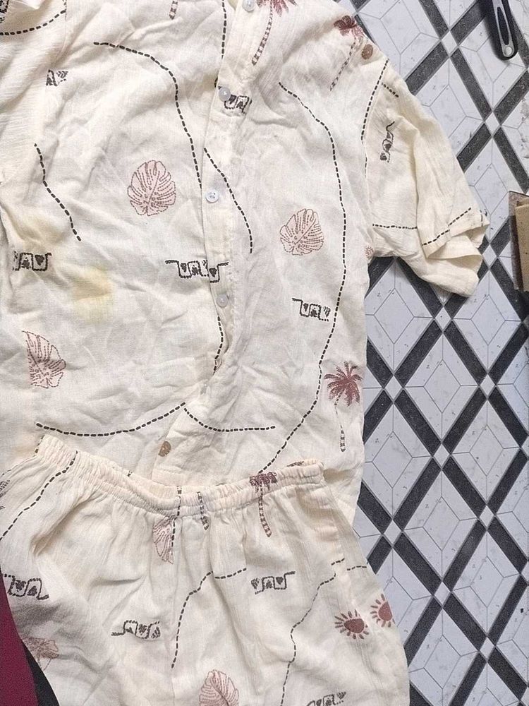 Men's Tropical Print Short Sleeve Shirt &amp; Shorts