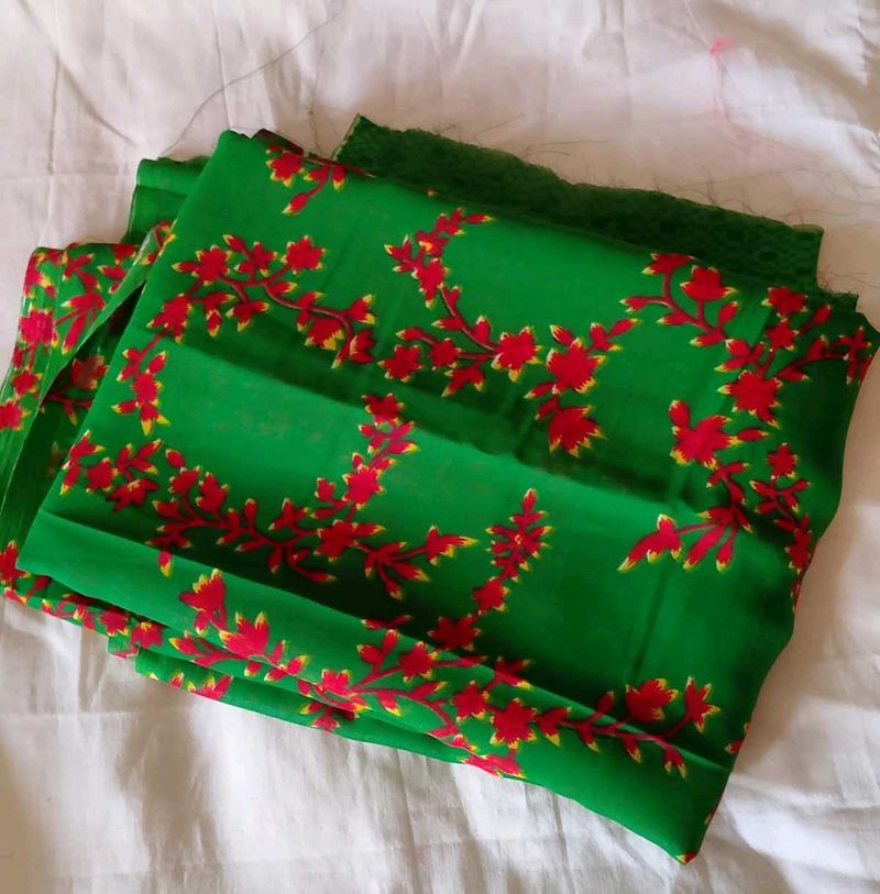 Vibrant Green Floral Saree