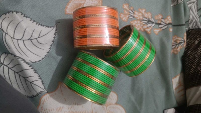 Set of Orange and Green Bangles😍