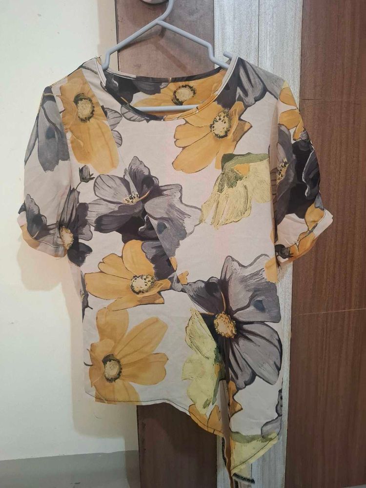Floral Print Sheer Top