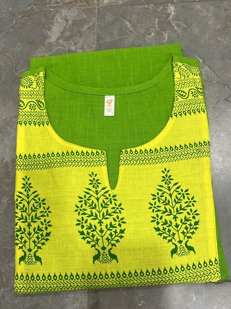 Green Yellow Kurta For Women