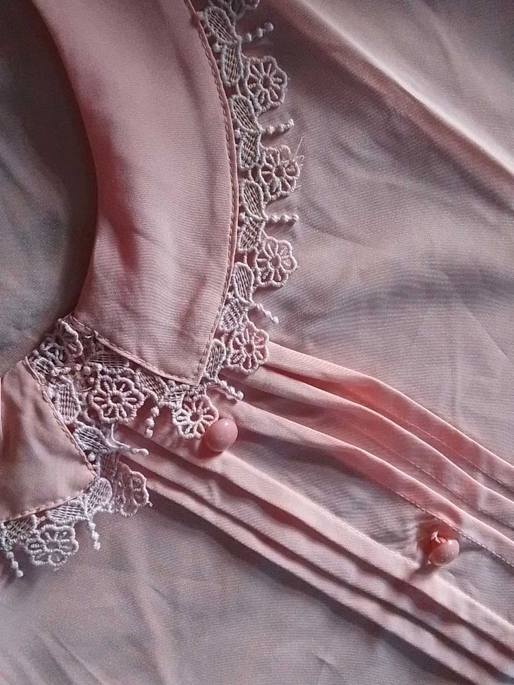 Peach Puff Sleeve Blouse