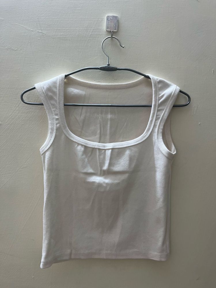 Cream Square Neck Tank Top