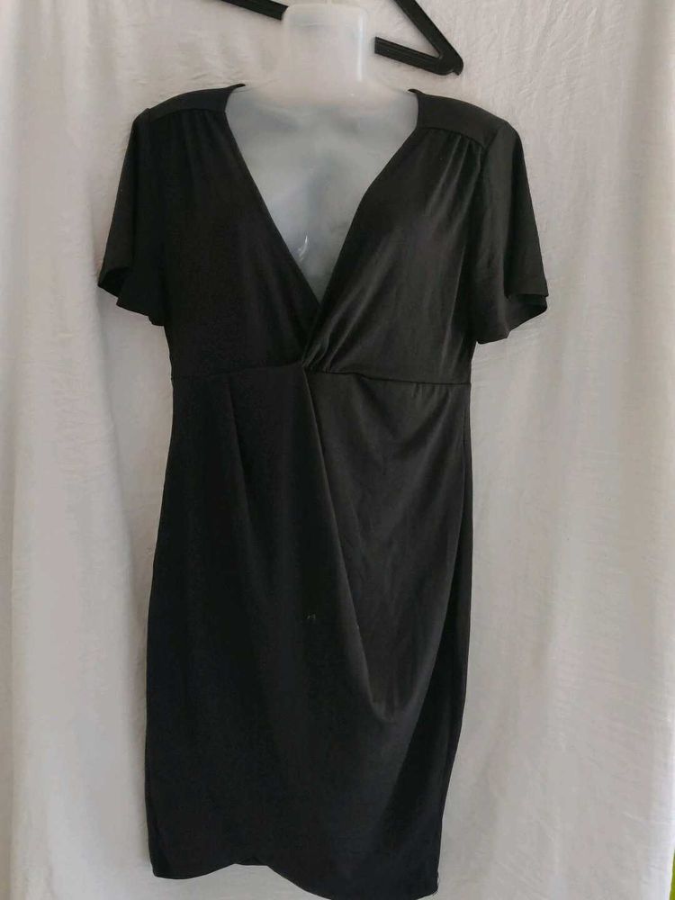 Shein curve Classic Black V-Neck Wrap Dress
