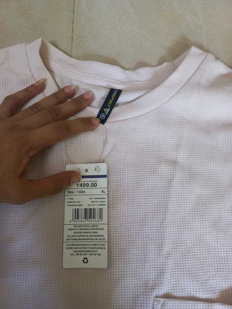 Light Pink Waffle Knit T-Shirt