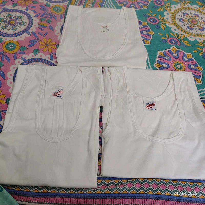 new Condition Comfortable White men baniyan Pack 3