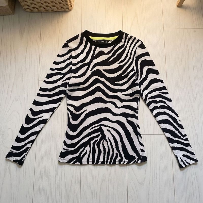 Zebra Print Long Sleeve Top | Size UK 8