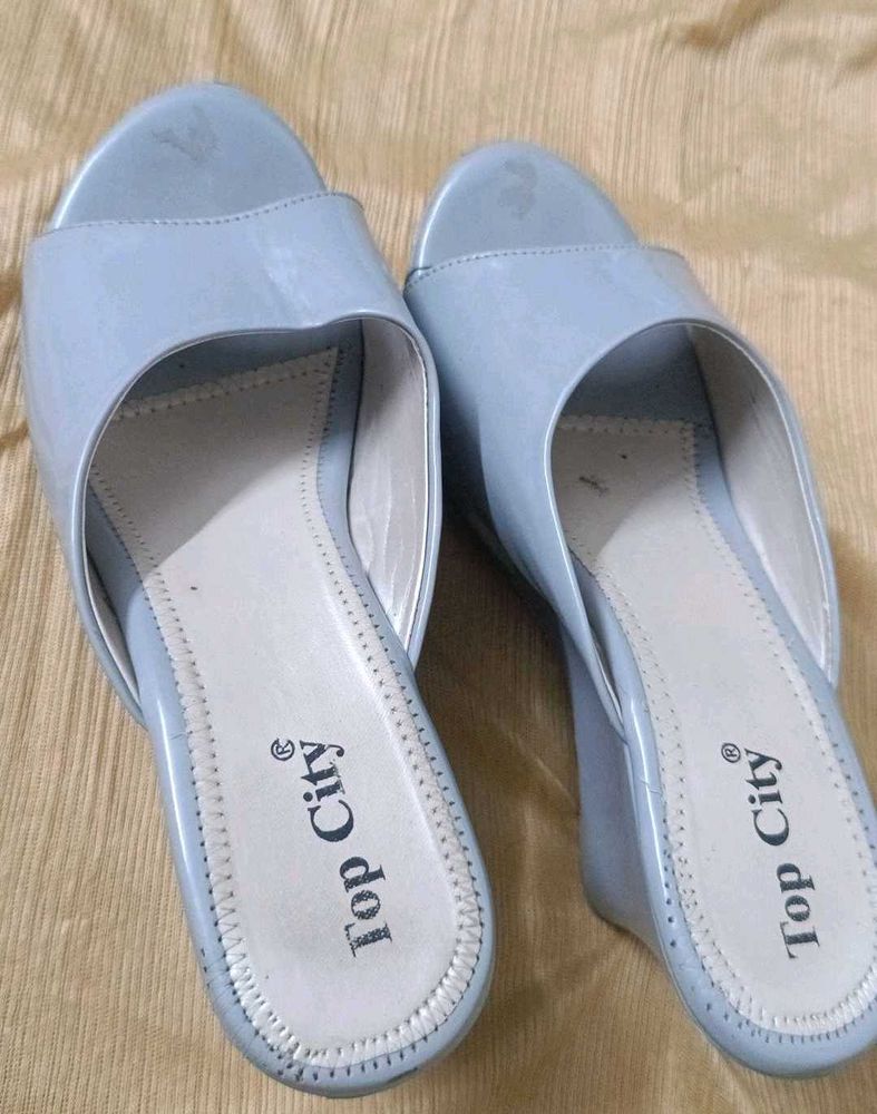 Light Gray Wedge Sandals