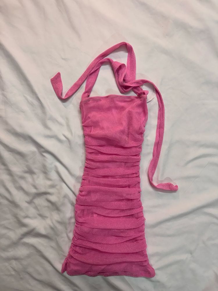 Pink Ruched Mini Dress