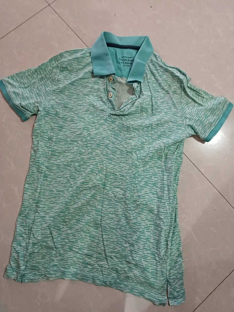 Men's Green &amp; White Polo T-Shirt