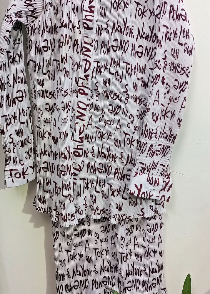 White Alphabetic Printed CORDSET 🔥