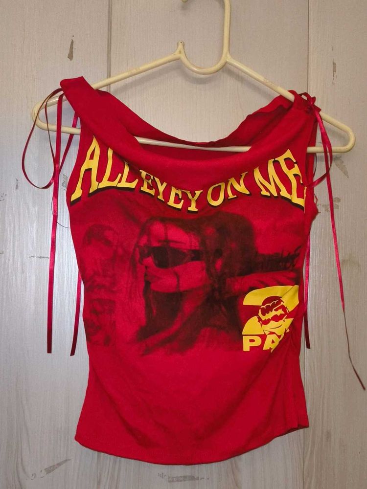 Red Graphic Print "Alley Eye On Me" Padded Top