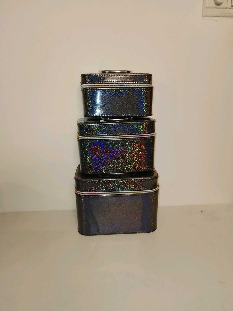 Set of 3 Glitter Makeup Boxes