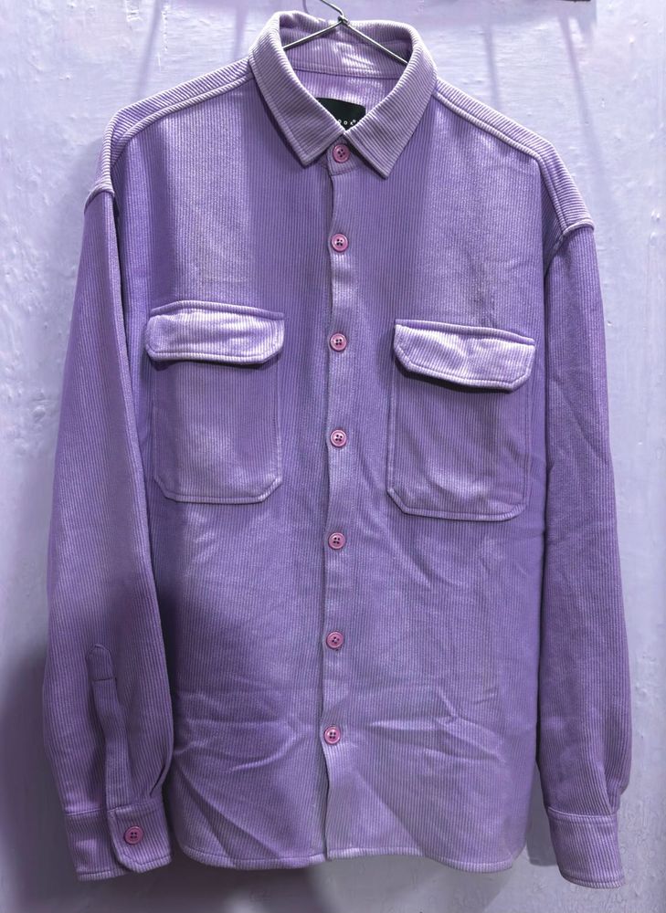 Lavender Corduroy Button-Up Shirt