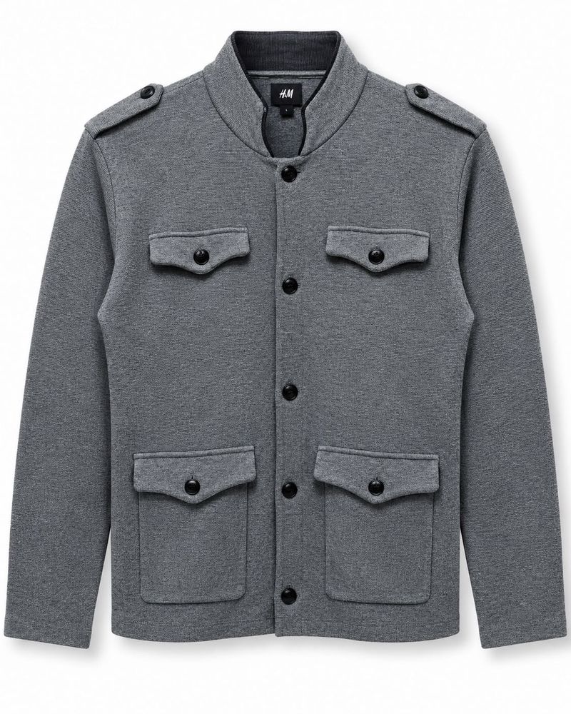 H&amp;M Military Style Grey Button Down Jacket