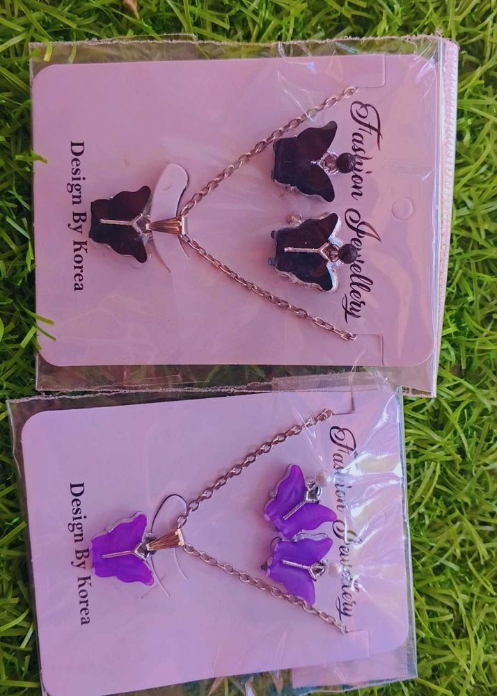 Cute Butterfly Necklace &amp; Earring Set
