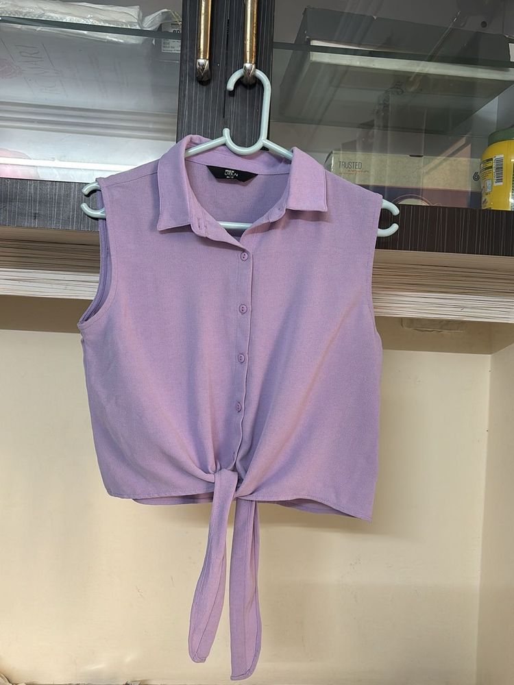 Lavender Tie-Front Sleeveless Top