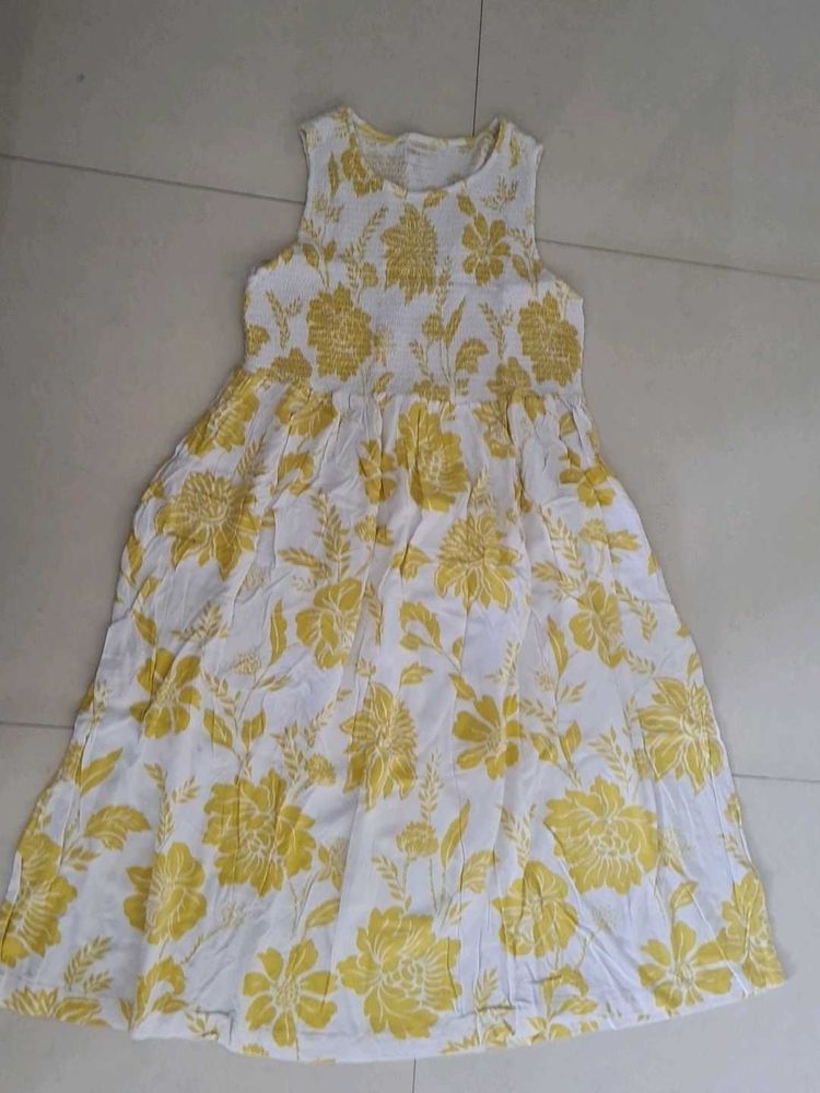 Yellow flower A line dress