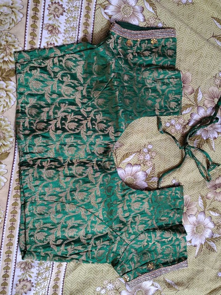 32 size Elegant Green Brocade Blouse
